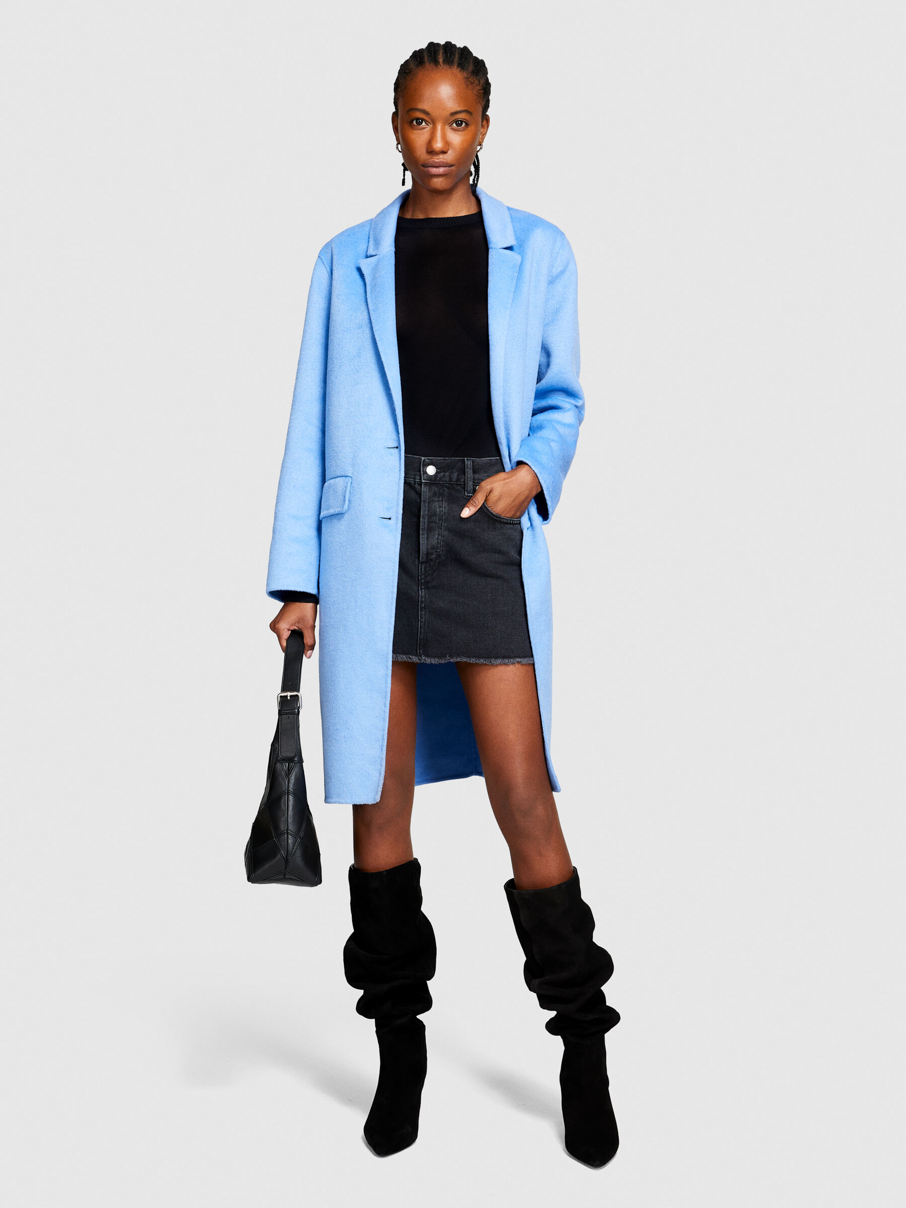 Mini jupe en jeans Noir Sisley
