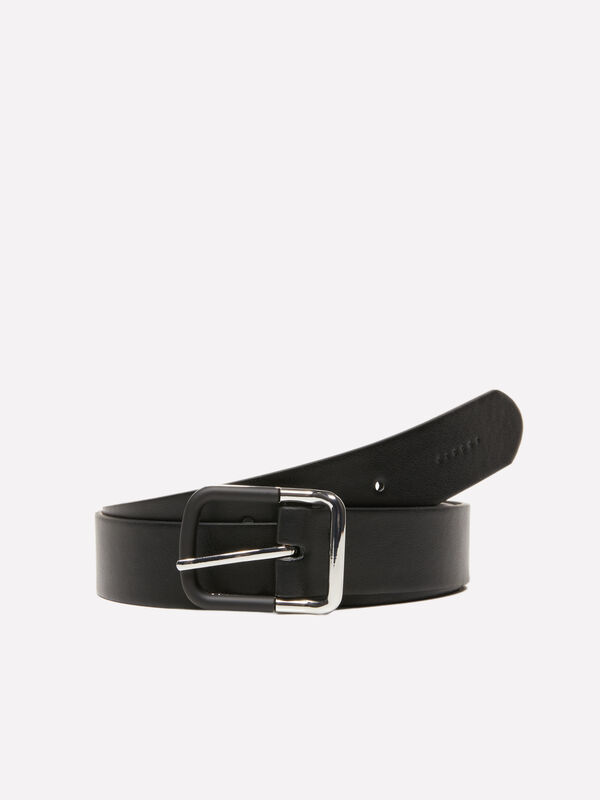 Ceinture contrastée noire à boucle - ceintures pour femme | Sisley