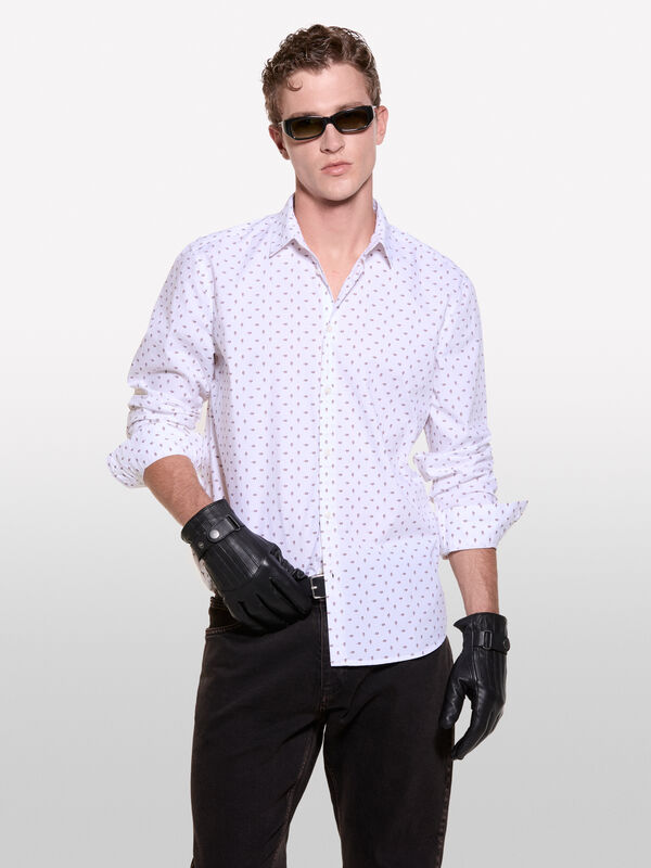 Chemise blanche à fleurs en 100 % coton bio - chemises ajustées pour homme | Sisley