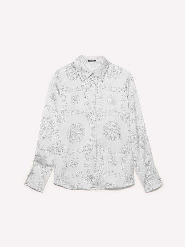 Chemise en satin imprimé beige Chemise en satin imprimé beige - chemises pour femme | Sisley