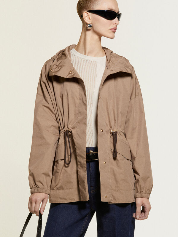Parka courte marron à capuche - vestes et blousons pour femme | Sisley