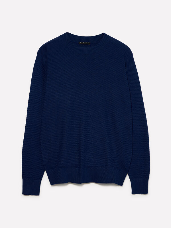 Pull ras du cou bleu foncé Pull ras du cou bleu foncé - pulls col rond pour homme | Sisley