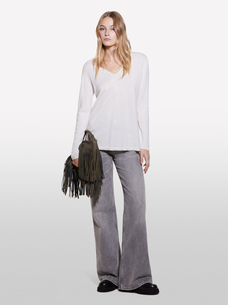 V NECK SWEATER L/S Femme image number null