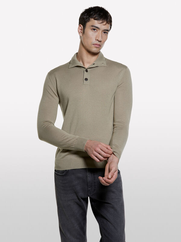 Pull à col roulé beige - pulls col montant pour homme | Sisley