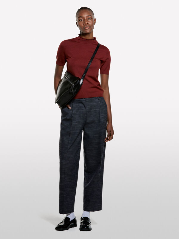 Chemise à manches courtes rouge brique - pulls col montant pour femme | Sisley