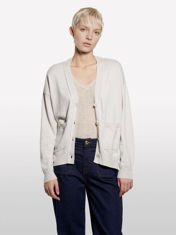 Cardigan oversize gris tourterelle Cardigan oversize gris tourterelle - cardigans pour femme | Sisley