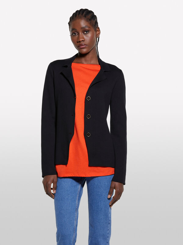 Blazer noir en maille - blazers pour femme | Sisley