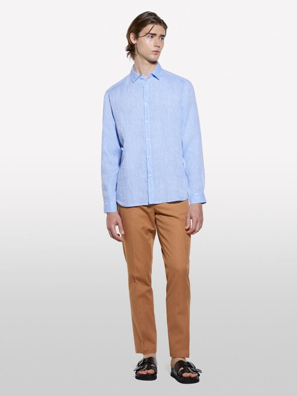 Chemise bleu clair 100 % lin Chemise bleu clair 100 % lin - chemises regular pour homme | Sisley