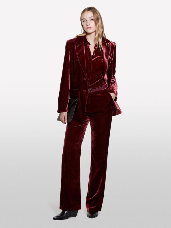 Pantalon bordeaux en velours - pantalons évasés pour femme | Sisley