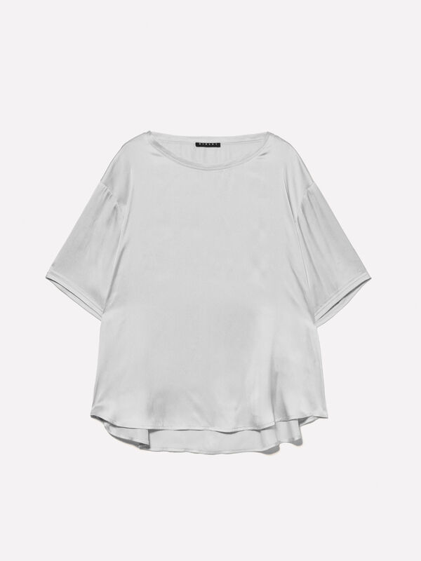Chemisier oversize en satin beige - blouses pour femme | Sisley