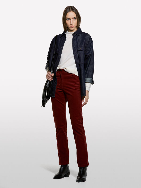 Pantalon en velours côtelé de couleur - pantalons regular pour femme | Sisley