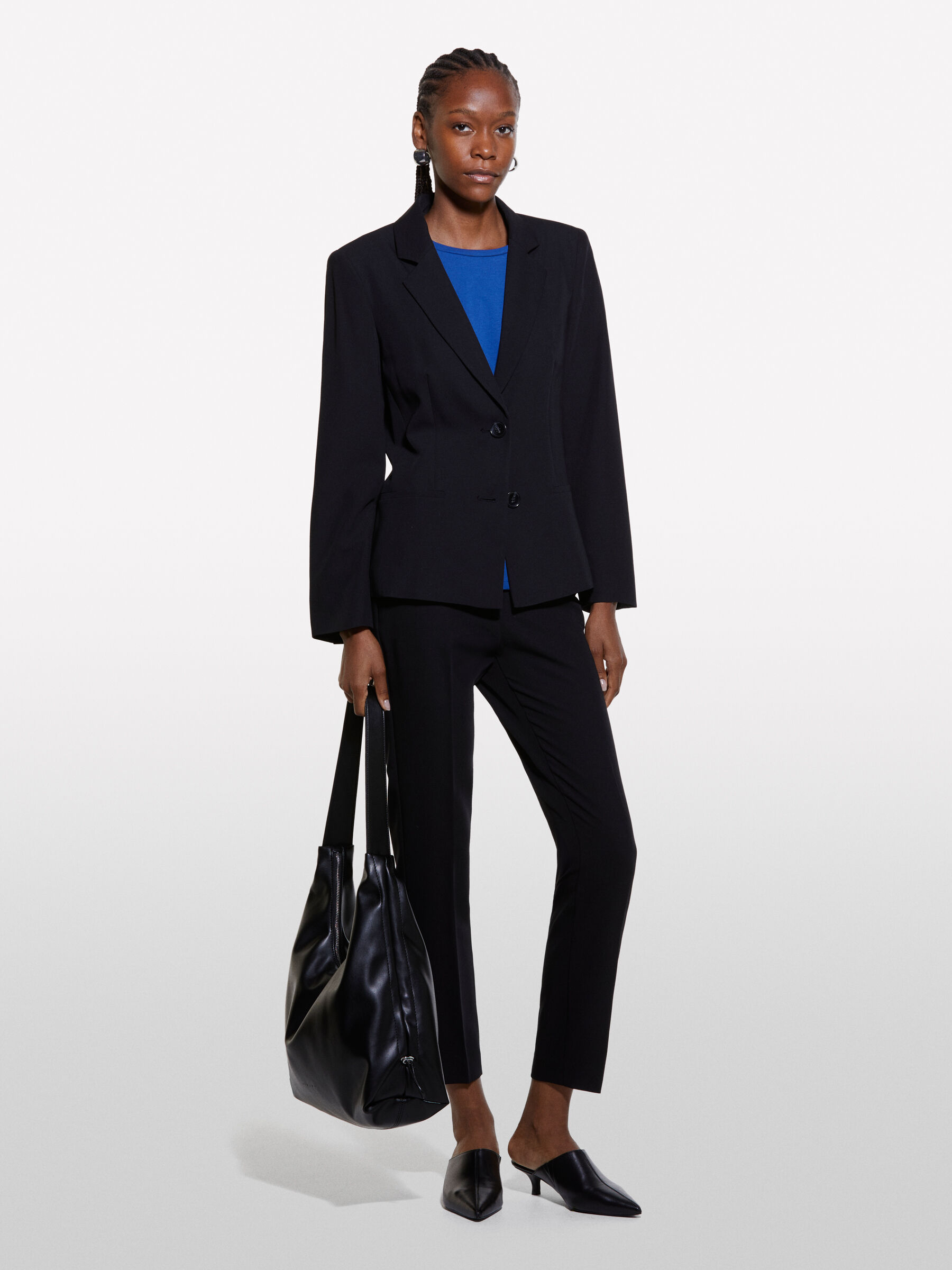 Pantalon cigarette noir Noir Sisley