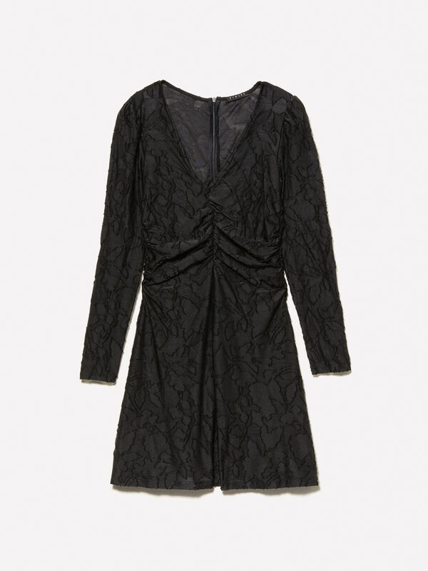 Robe courte noire froncée  - robes courtes pour femme | Sisley