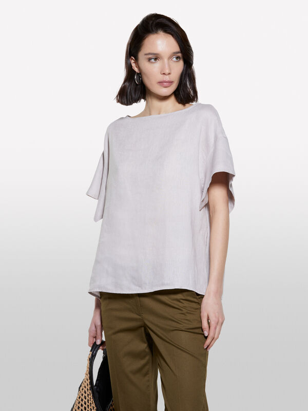 Blouse grise en 100% lin - blouses pour femme | Sisley