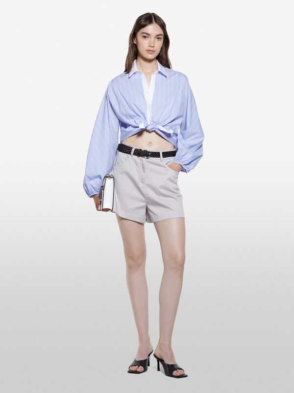 Chemise rayée bleue avec contraste Chemise rayée bleue avec contraste - chemises pour femme | Sisley