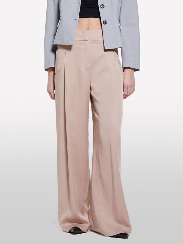 Pantalon fluide marron - pantalons palazzo pour femme | Sisley