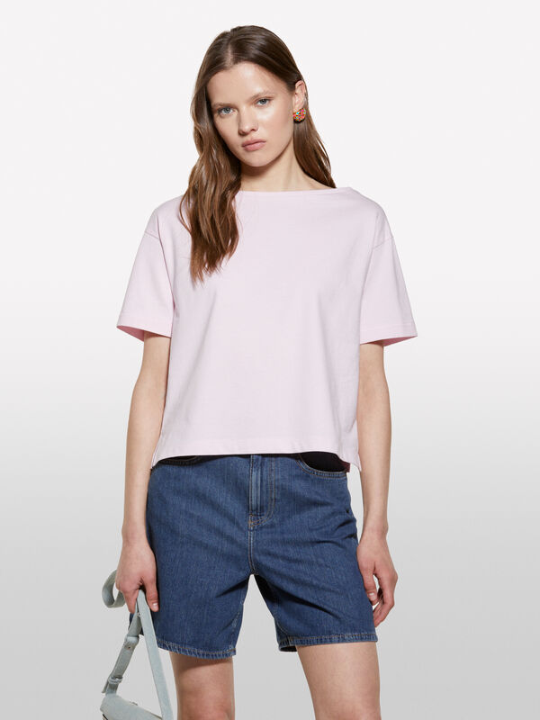 T-shirt court rose coupe boxy - t-shirts à manches courtes pour femme | Sisley