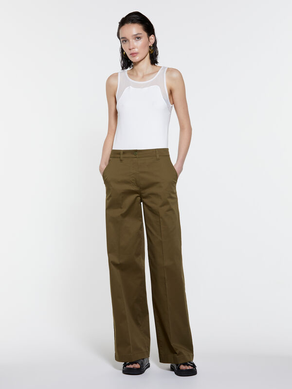 Pantalon large vert militaire - pantalons palazzo pour femme | Sisley