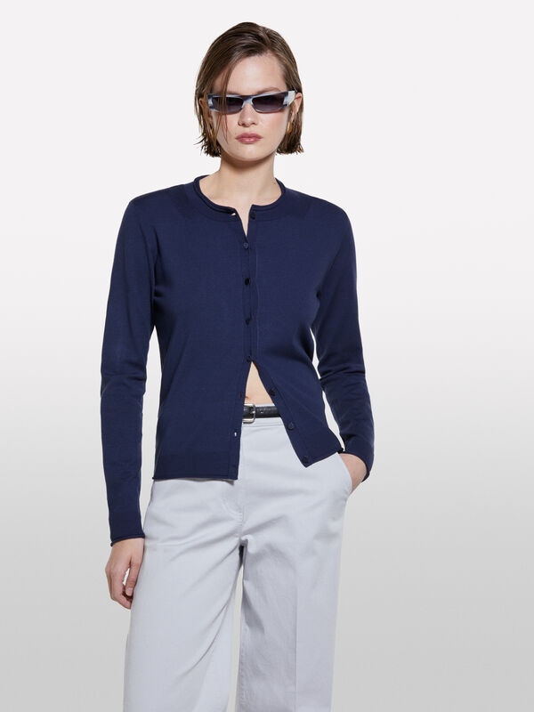 Gilet coupe regular bleu foncé - cardigans pour femme | Sisley