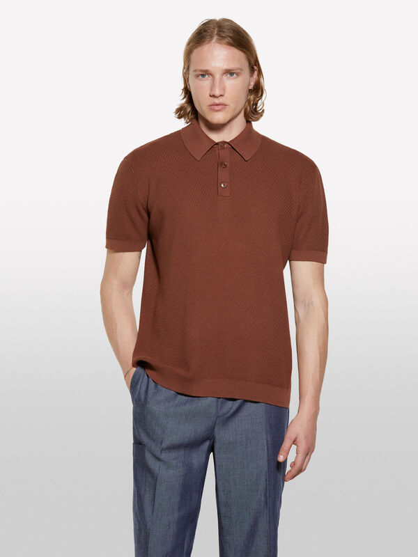 Polo en maille marron - polos pour homme | Sisley