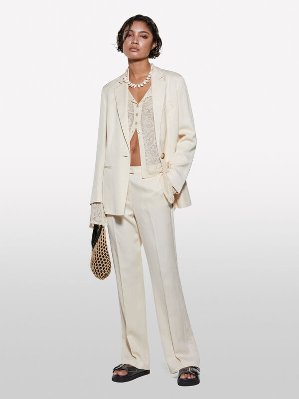 Pantalon sable avec fentes - pantalons palazzo pour femme | Sisley