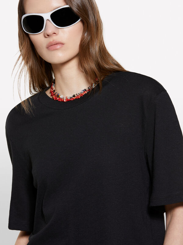 T-shirt court noir - t-shirts à manches courtes pour femme | Sisley