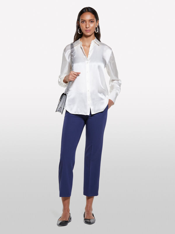 Cream white silk shirt - chemises pour femme | Sisley
