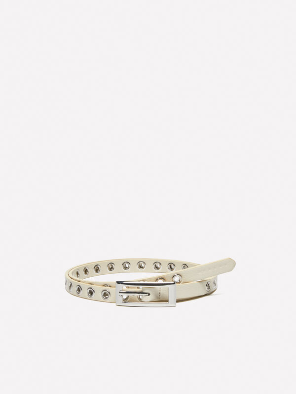 Cream white belt with eyelets - ceintures pour femme | Sisley