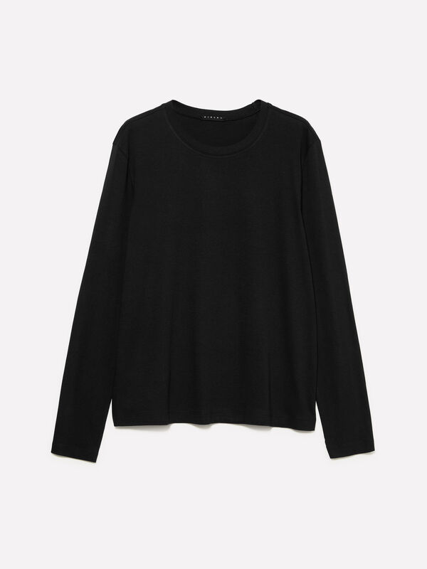 T-shirt noir à manches longues - t-shirts à manches longues pour femme | Sisley
