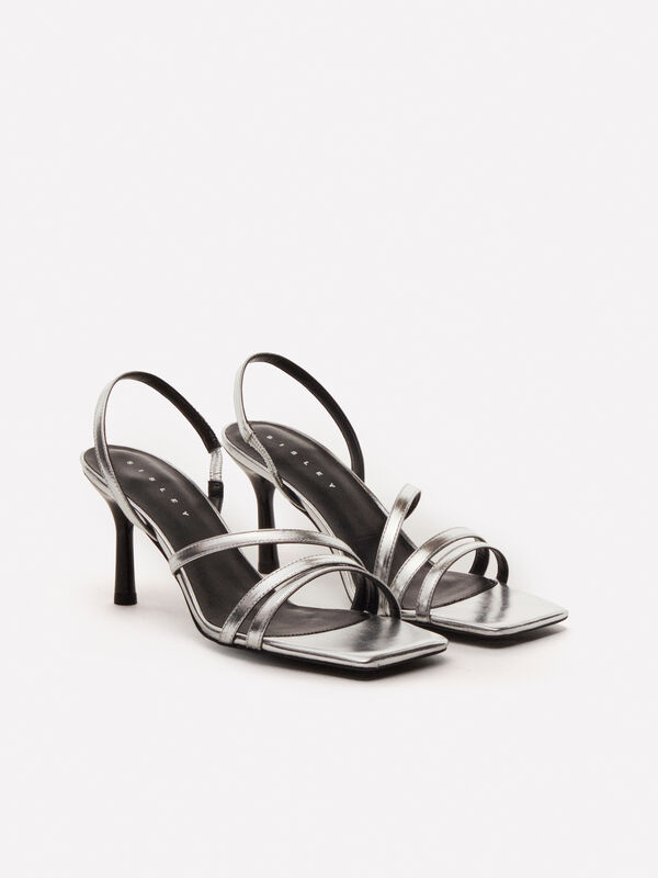 Sandales argentées en 100% cuir - chaussures à talon femme | Sisley
