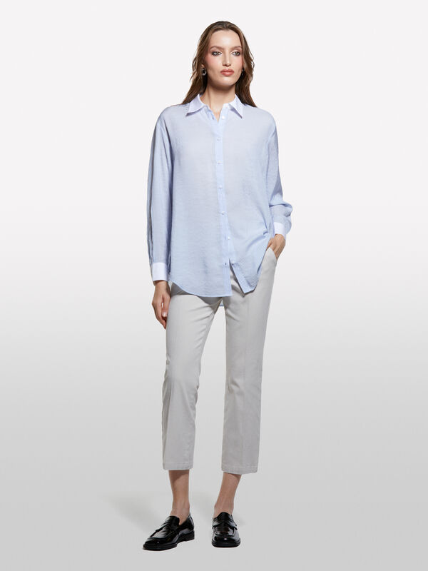 Chemise à rayures bleu clair coupe confortable Chemise à rayures bleu clair coupe confortable - chemises pour femme | Sisley