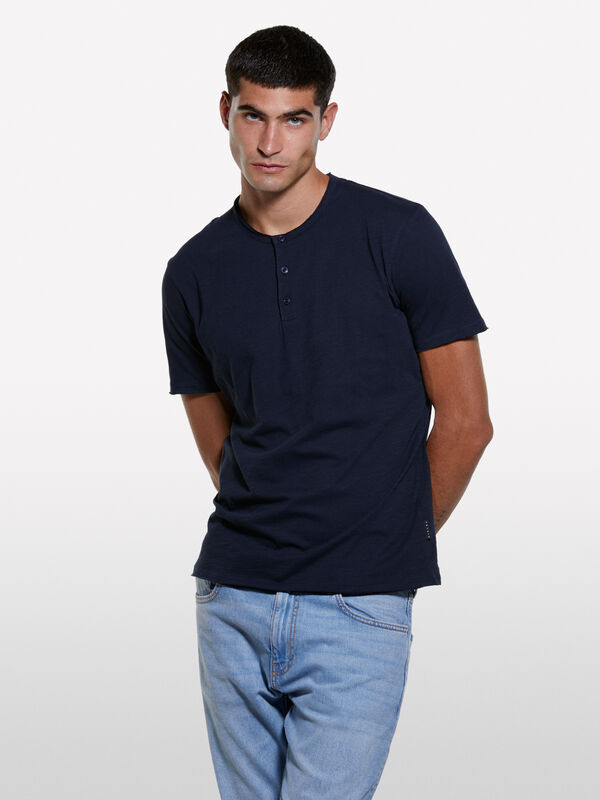 T-shirt Henley bleu foncé - t-shirts à manches courtes pour homme | Sisley