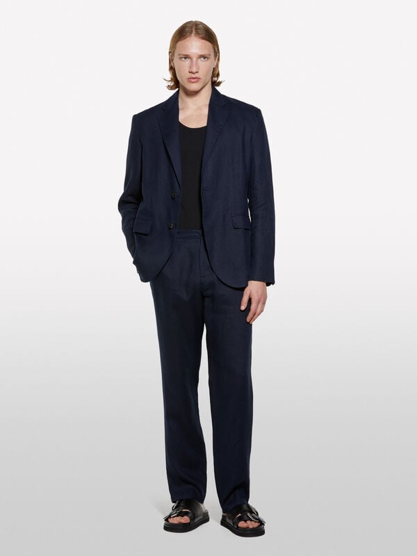 Blazer bleu foncé 100 % lin Blazer bleu foncé 100 % lin - blazers pour homme | Sisley