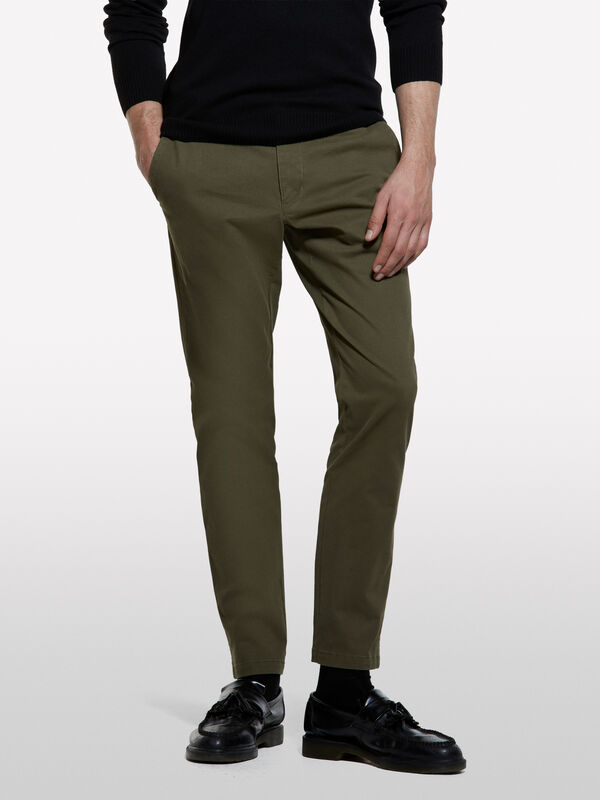 Pantalon chino vert olive - pantalons chinos pour homme | Sisley