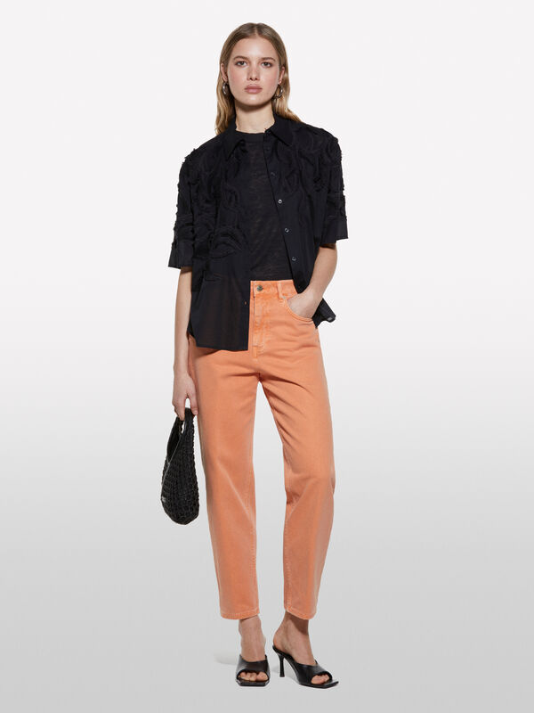 Jeans couleur Style 68 mom fit orange - jeans mom et boyfriend pour femme | Sisley