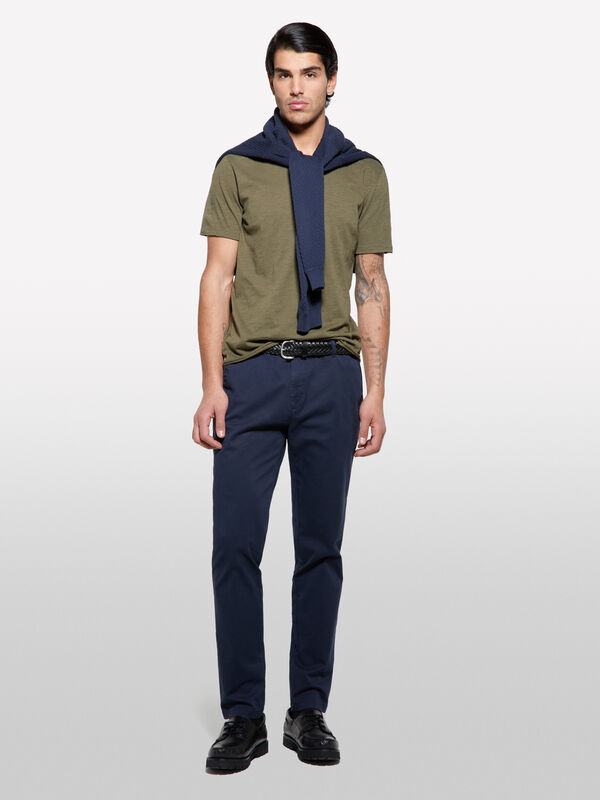 Pantalon chino slim bleu foncé - pantalons slim pour homme | Sisley