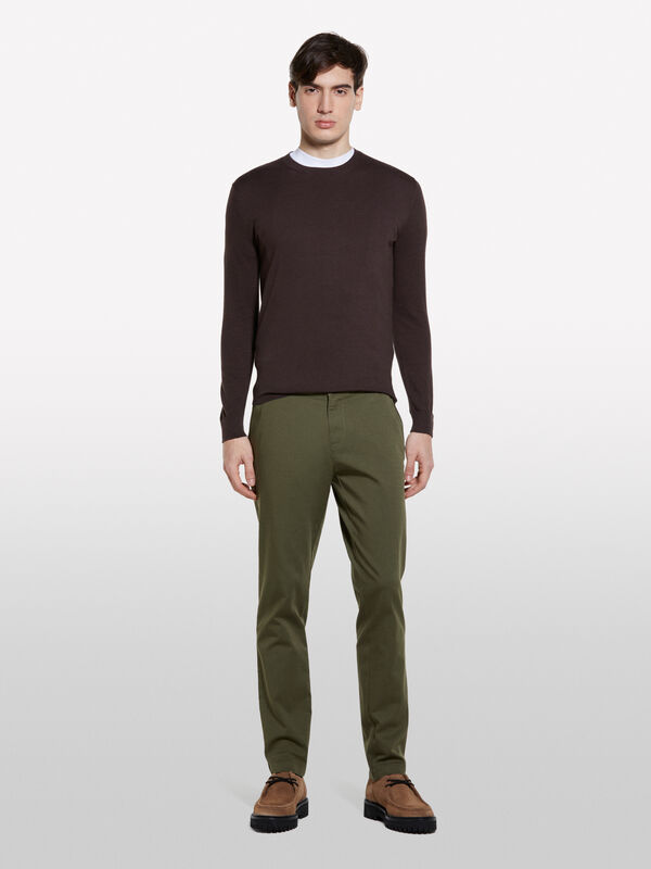Pantalon chino slim vert militaire - pantalons chinos pour homme | Sisley
