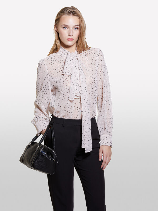 Blouse blanche en mousseline à pois  - blouses pour femme | Sisley