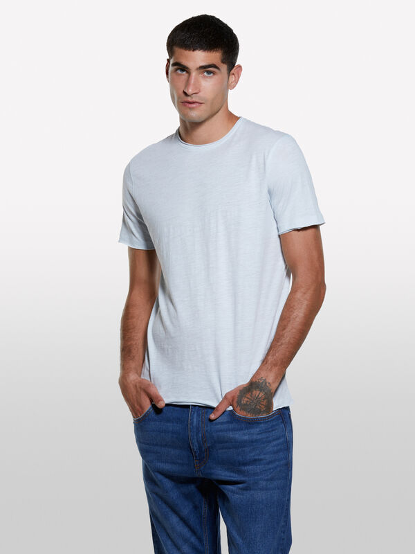 T-shirt slim bleu clair à manches courtes - t-shirts à manches courtes pour homme | Sisley