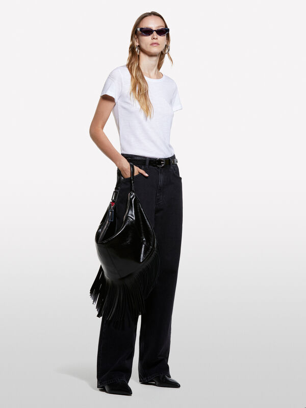 T-shirt blanc à col rond - t-shirts à manches courtes pour femme | Sisley