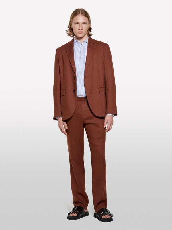 Blazer marron foncé 100 % lin Blazer marron foncé 100 % lin - blazers pour homme | Sisley