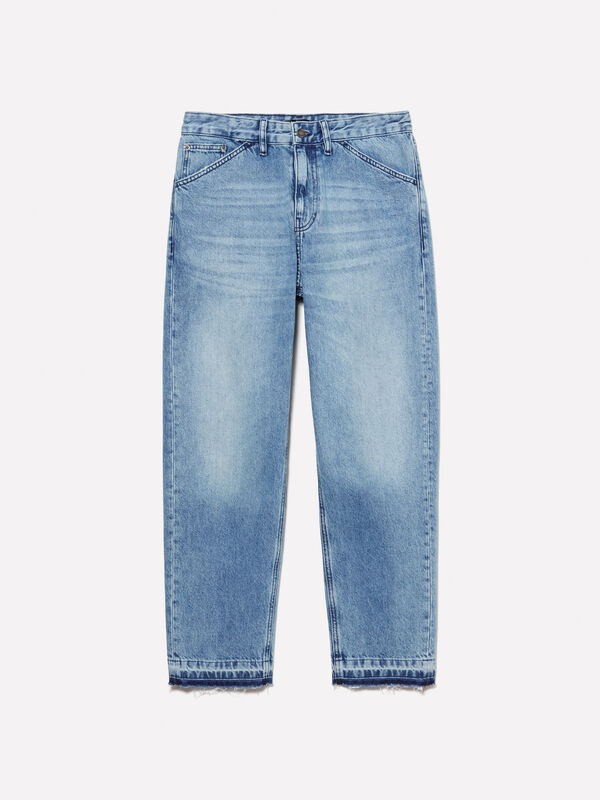 Jean regular bleu avec bas &agrave; franges - jeans regular pour homme | Sisley