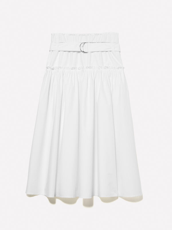 Jupe &eacute;vas&eacute;e blanche avec ceinture - jupes midi, jupes mi-longues femme | Sisley