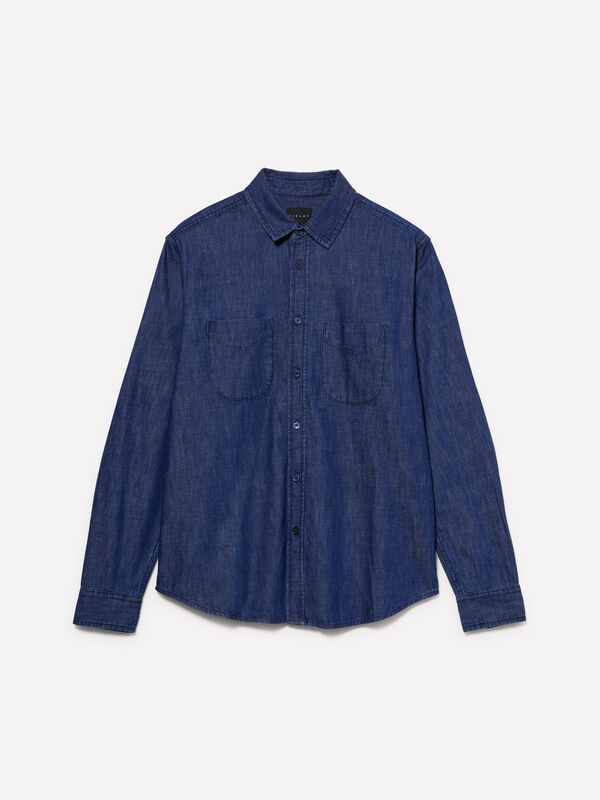 Chemise regular bleu foncé en jeans Chemise regular bleu foncé en jeans - chemises regular pour homme | Sisley