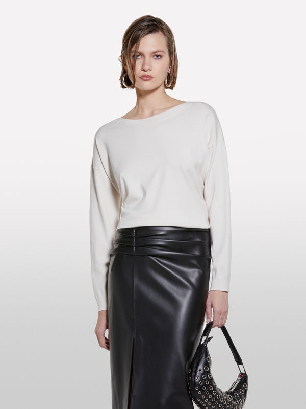 Pull crème à encolure bateau - pulls à encolure bateau pour femme | Sisley