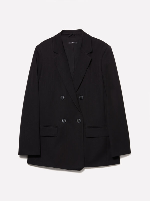 Blazer noir à double boutonnage - blazers pour femme | Sisley