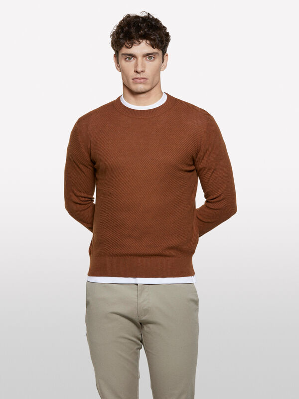 Pull ras du cou camel Pull ras du cou camel - pulls col rond pour homme | Sisley