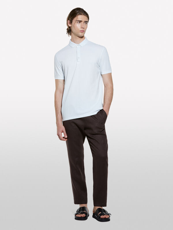 Polo bleu clair 100 % coton - polos pour homme | Sisley