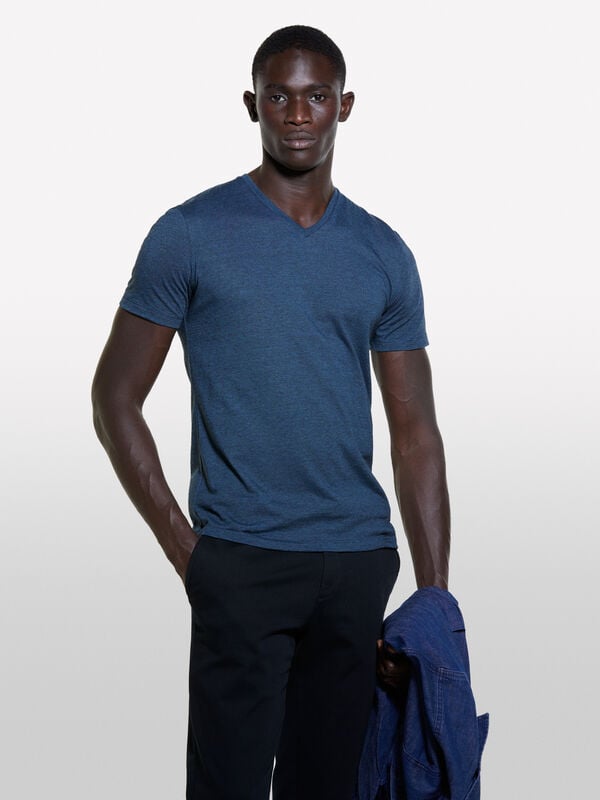T-shirt tissé teint bleu foncé - t-shirts à manches courtes pour homme | Sisley