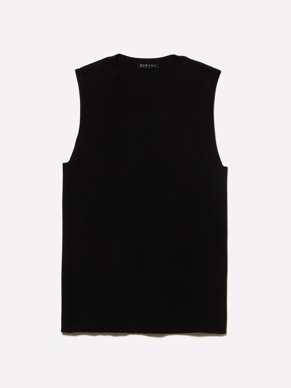Haut en maille noir - hauts pour femme | Sisley